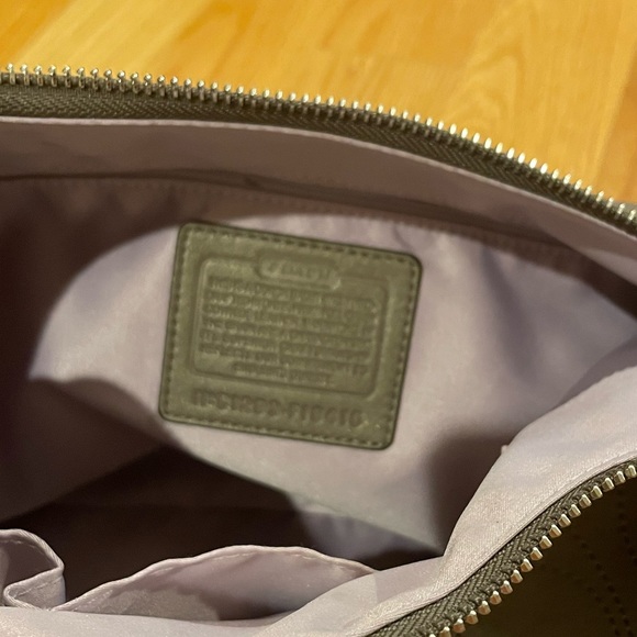 Coach Signature Stitched Purse F19415 Gray Taupe Leather Shoulder Hobo Bag Med - Picture 4 of 4